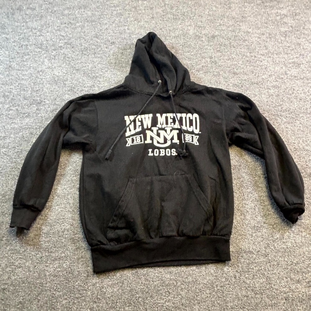 MV Sports New Mexico Lobos Football Hoodie Men's M Black Cotton Fleece-Lined